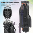14-Way Full-Length Divider Golf Stand Bag | Men's PU Leather Luxury Waterproof Golf Bag
