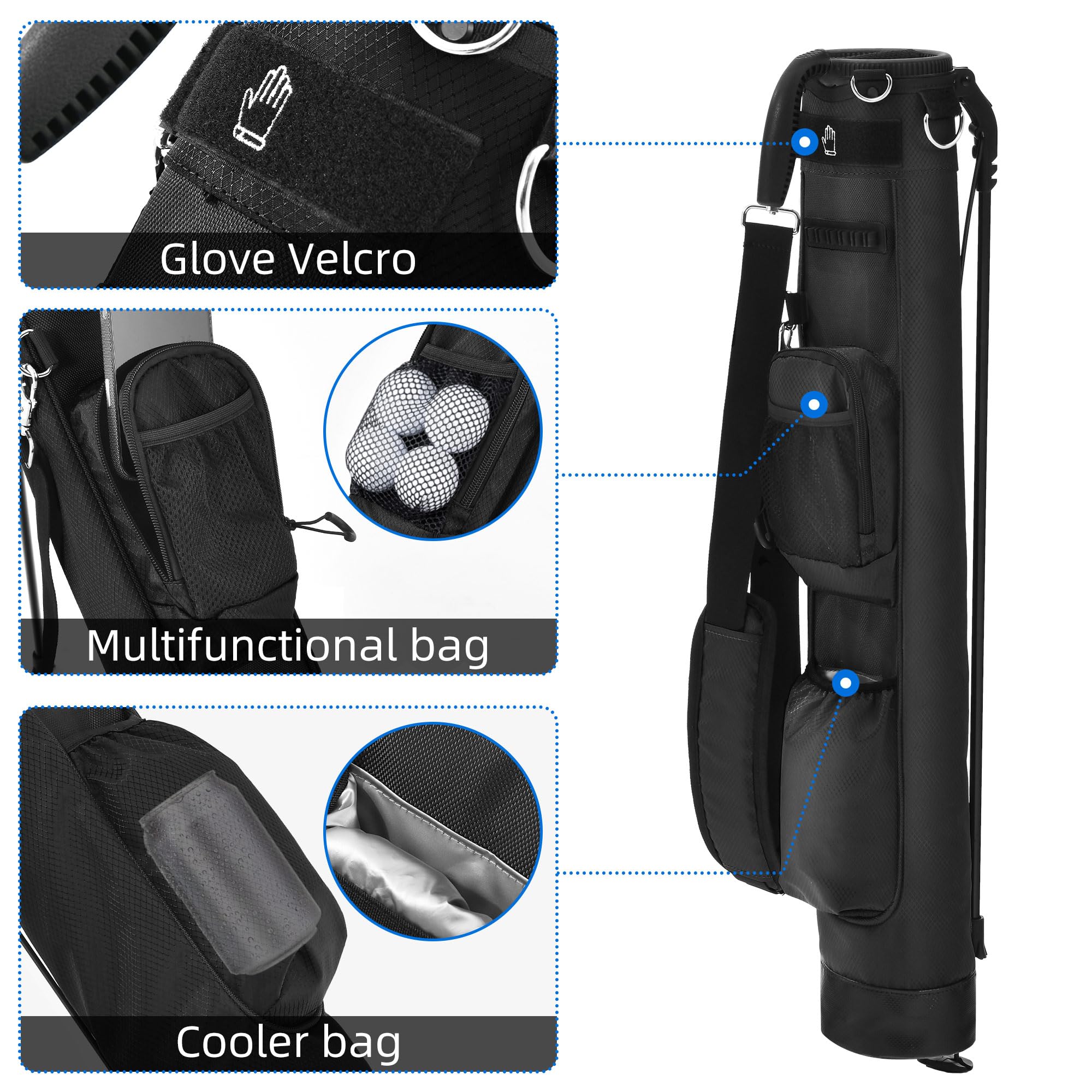Lightweight Golf Stand Bag - Portable with Insulated Cooler Pocket & Auto-Fold Stand, Ideal for Driving Range