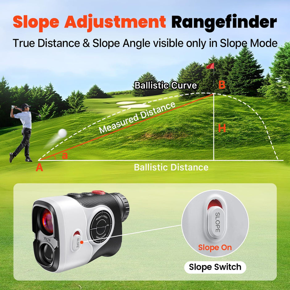 Golf Laser Rangefinder with Slope -7X Magnification, Magnet Stripe, 85% Transmission Lens for Golfing/Hunting