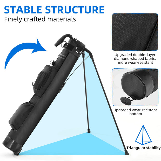 Lightweight Golf Stand Bag - Portable with Insulated Cooler Pocket & Auto-Fold Stand, Ideal for Driving Range