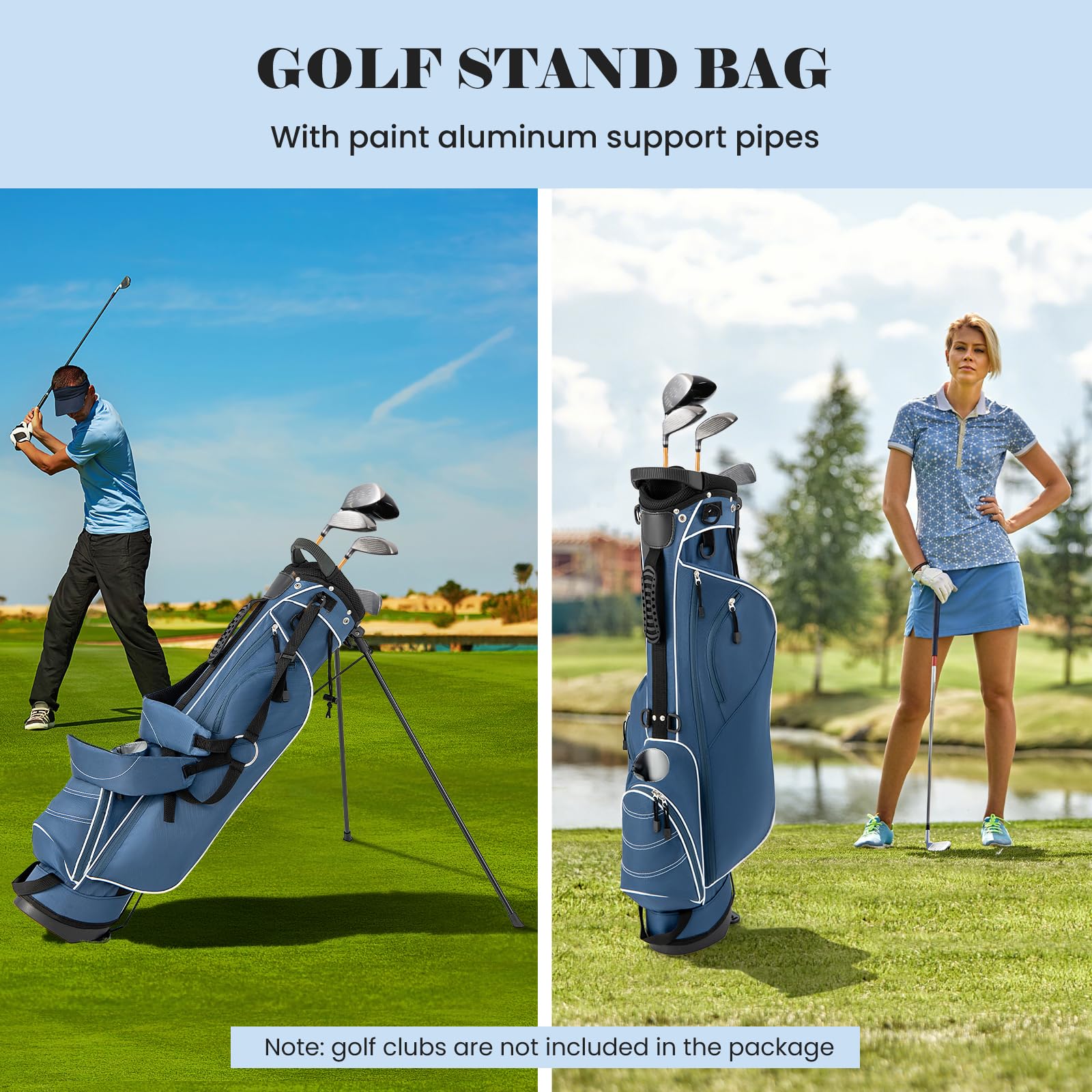 Lightweight Golf Stand Bag - 4-Way Dividers for Organized Clubs + 4 Pockets for Extra Storage