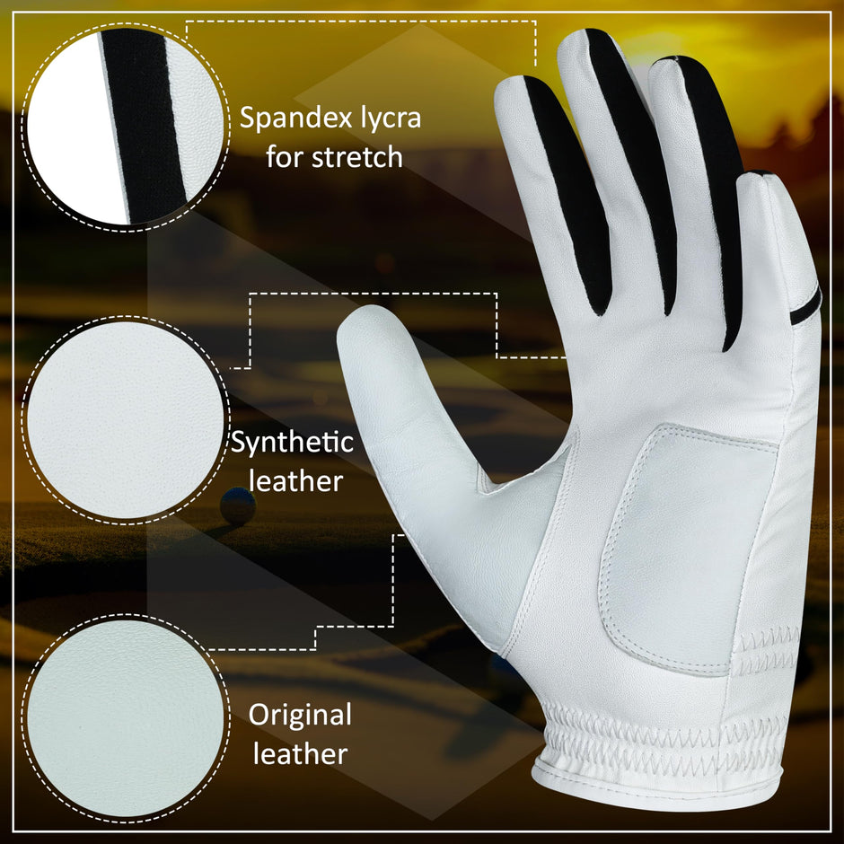Premium Golf Glove (Left/Right Hand) - 100% AAA Cabretta Leather, Cool Wear, Serious Performance & Touch