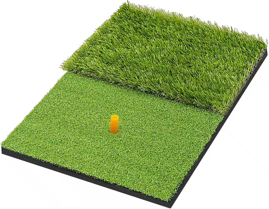 Foldable Heavy-Duty Golf Hitting Mat, Practice Mat with 10mm EVA Rubber Backing, Swing Chipping Dual-Turf Practice Mat