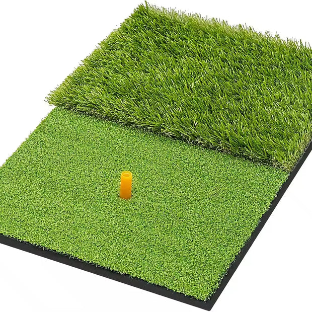 Foldable Heavy-Duty Golf Hitting Mat, Practice Mat with 10mm EVA Rubber Backing, Swing Chipping Dual-Turf Practice Mat