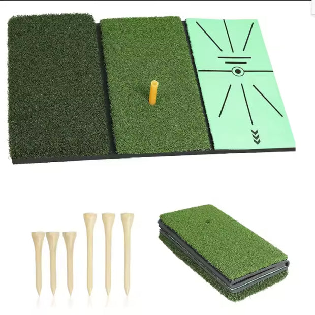 3 In1 Foldable Outdoor Indoor Practice Driving Range Hitting Training Putting Turf Golf Mat