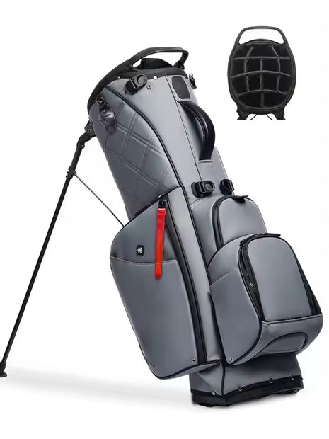 Men's Leather Golf Stand Bag | 14-Divider Waterproof PU Golf Bag | Lightweight Portable 7-14 Divider Golf Bag