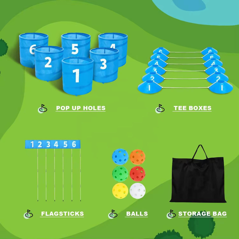 Golf Bucket Chipping Game – Ultimate Portable Set for Backyard, Outdoor & Beach Use