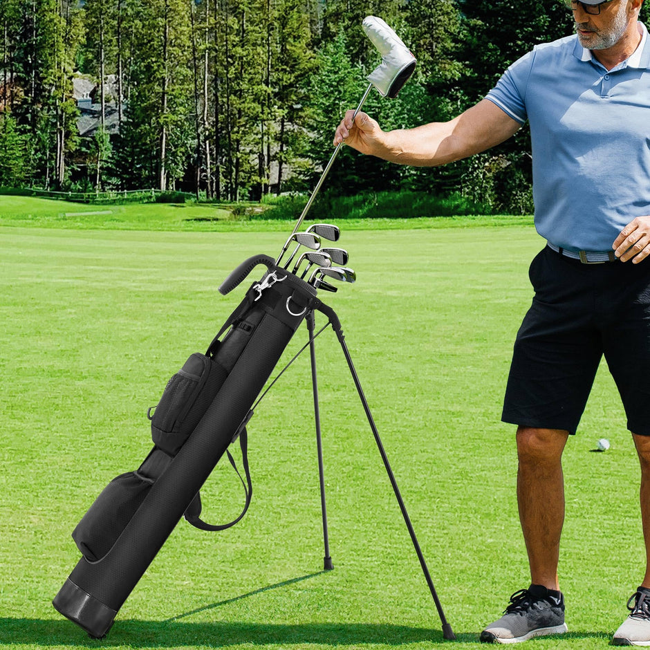 Lightweight Golf Stand Bag - Portable with Insulated Cooler Pocket & Auto-Fold Stand, Ideal for Driving Range