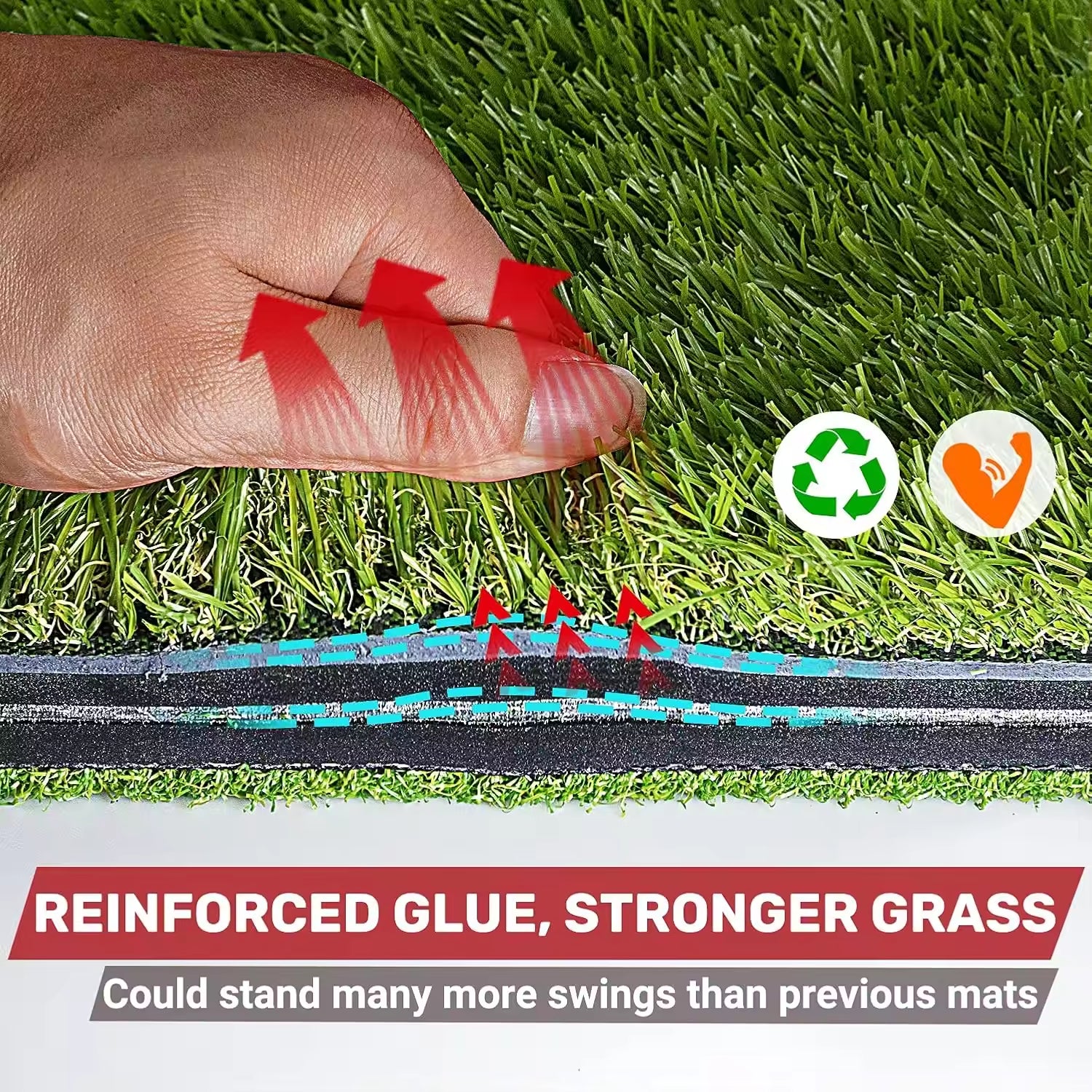 Foldable Heavy-Duty Golf Hitting Mat, Practice Mat with 10mm EVA Rubber Backing, Swing Chipping Dual-Turf Practice Mat