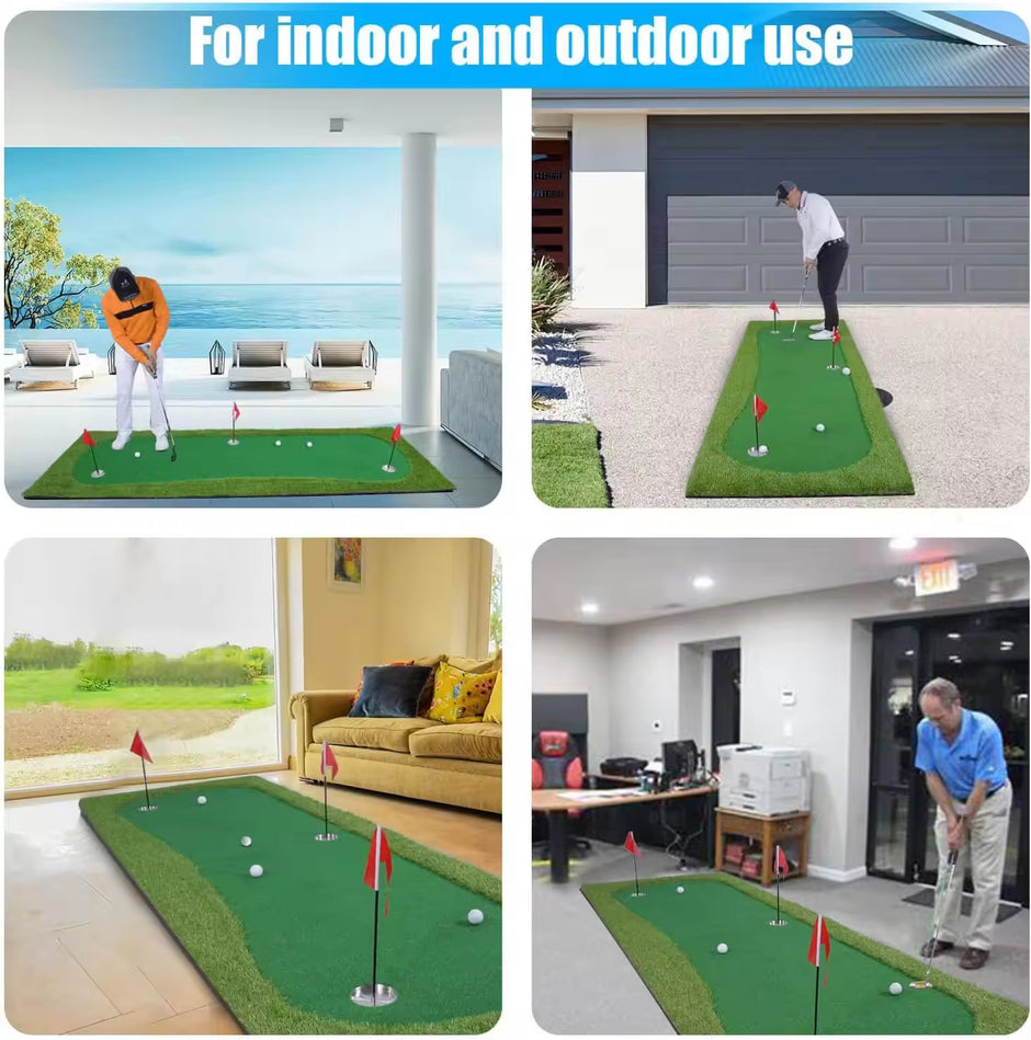 Golf Putter Green Mat Golf Training Mat Professional Golf Practice Mat Indoor/outdoor Green Long Challenge Putter