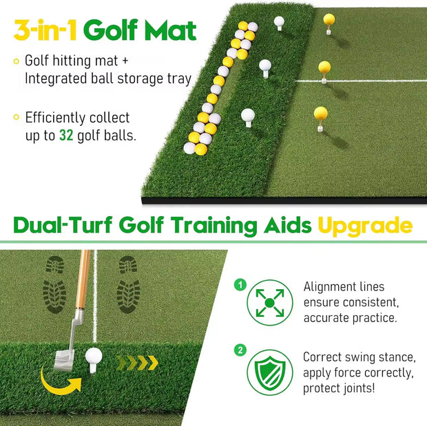 Dual-Turf Golf Mat,Golf Hitting Mats Practice Outdoor Indoor Golf Training Swing Chipping Mat