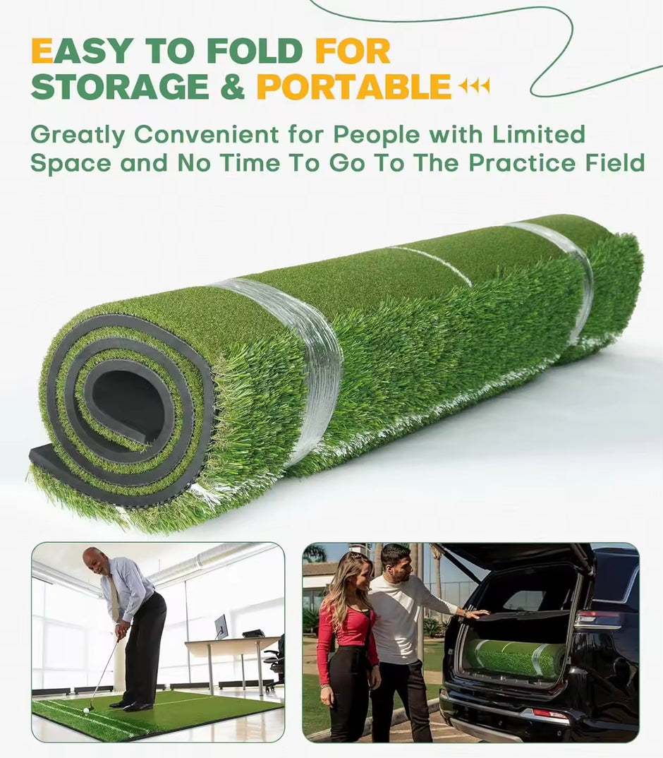‎Dual Turf Golf Hitting Mat, Alignment of Approach Aid Practice Golf Mats, Outdoor Golf Training Swing Chipping Mat
