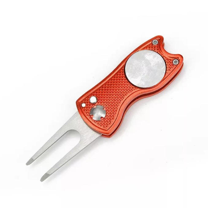 High-Quality Golf Green Fork (Divot Tool) – Golf Accessory with Steel Ball Logo, Custom Print Available（Green）