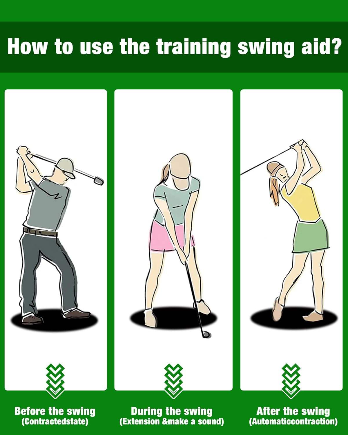 Golf Swing Trainer (Men & Women) - High-Quality, Telescopic & Portable, Ideal Grip Strength Training Aid