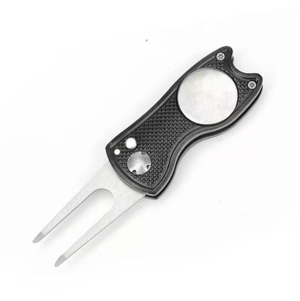 High-Quality Golf Green Fork (Divot Tool) – Golf Accessory with Steel Ball Logo, Custom Print Available(Orange)（Black）
