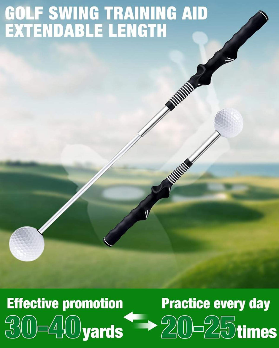 Golf Swing Trainer (Men & Women) - High-Quality, Telescopic & Portable, Ideal Grip Strength Training Aid
