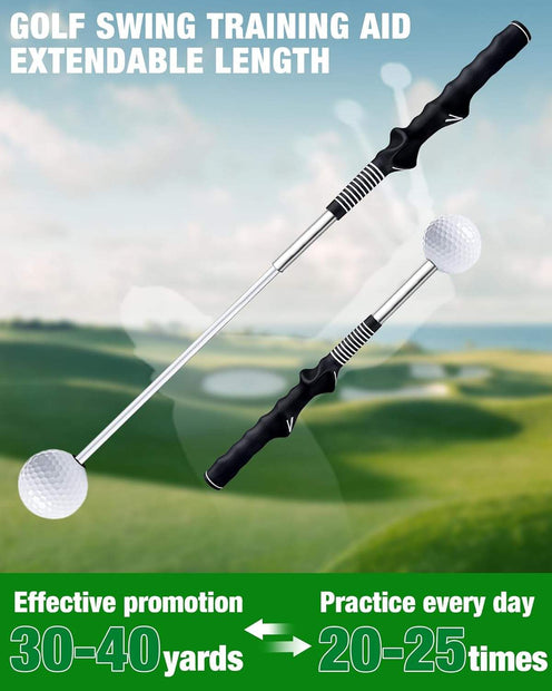Golf Swing Trainer (Men & Women) - High-Quality, Telescopic & Portable, Ideal Grip Strength Training Aid