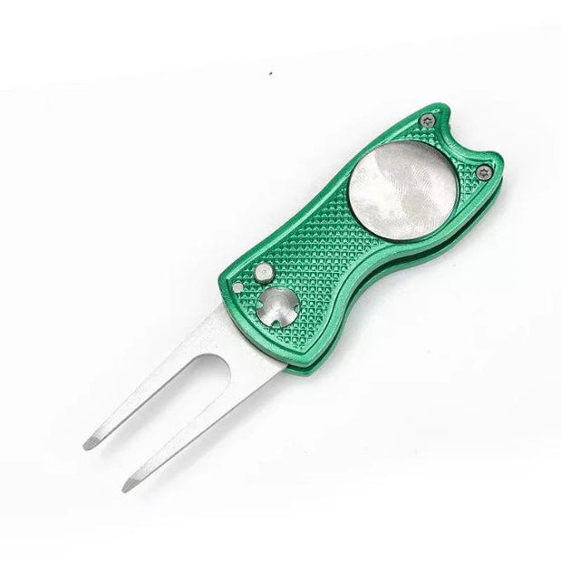 High-Quality Golf Green Fork (Divot Tool) – Golf Accessory with Steel Ball Logo, Custom Print Available（Green）