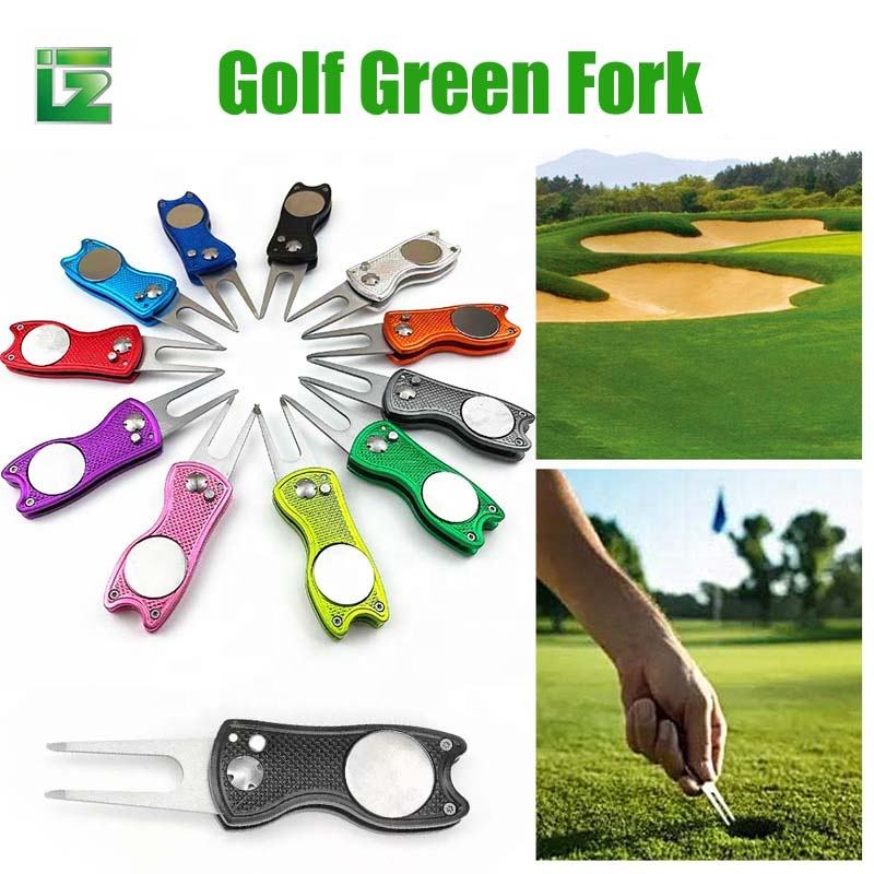High-Quality Golf Green Fork (Divot Tool) – Golf Accessory with Steel Ball Logo, Custom Print Available（Green）