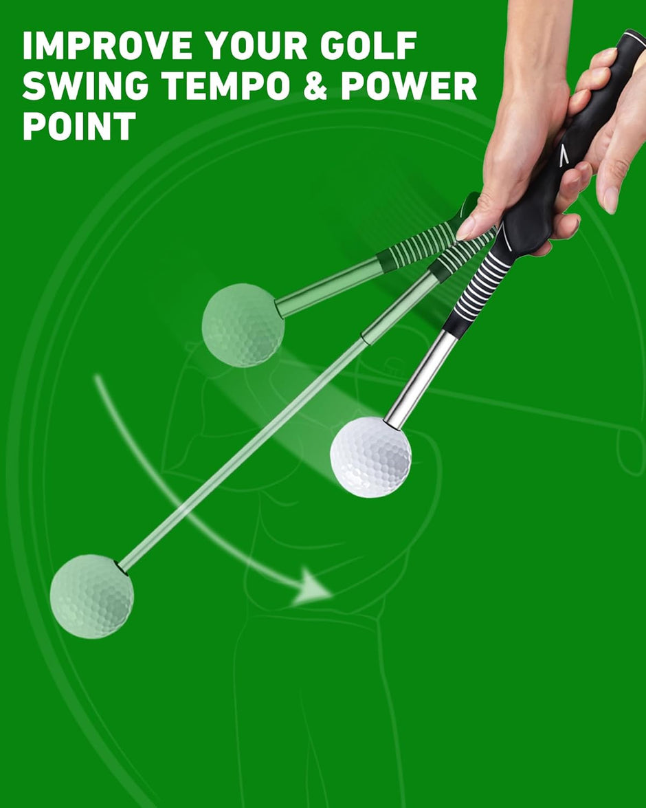 Golf Swing Trainer (Men & Women) - High-Quality, Telescopic & Portable, Ideal Grip Strength Training Aid
