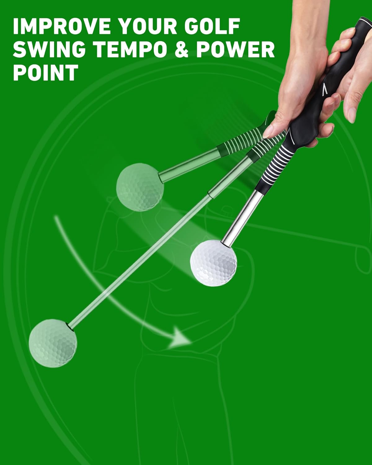 Golf Swing Trainer (Men & Women) - High-Quality, Telescopic & Portable, Ideal Grip Strength Training Aid