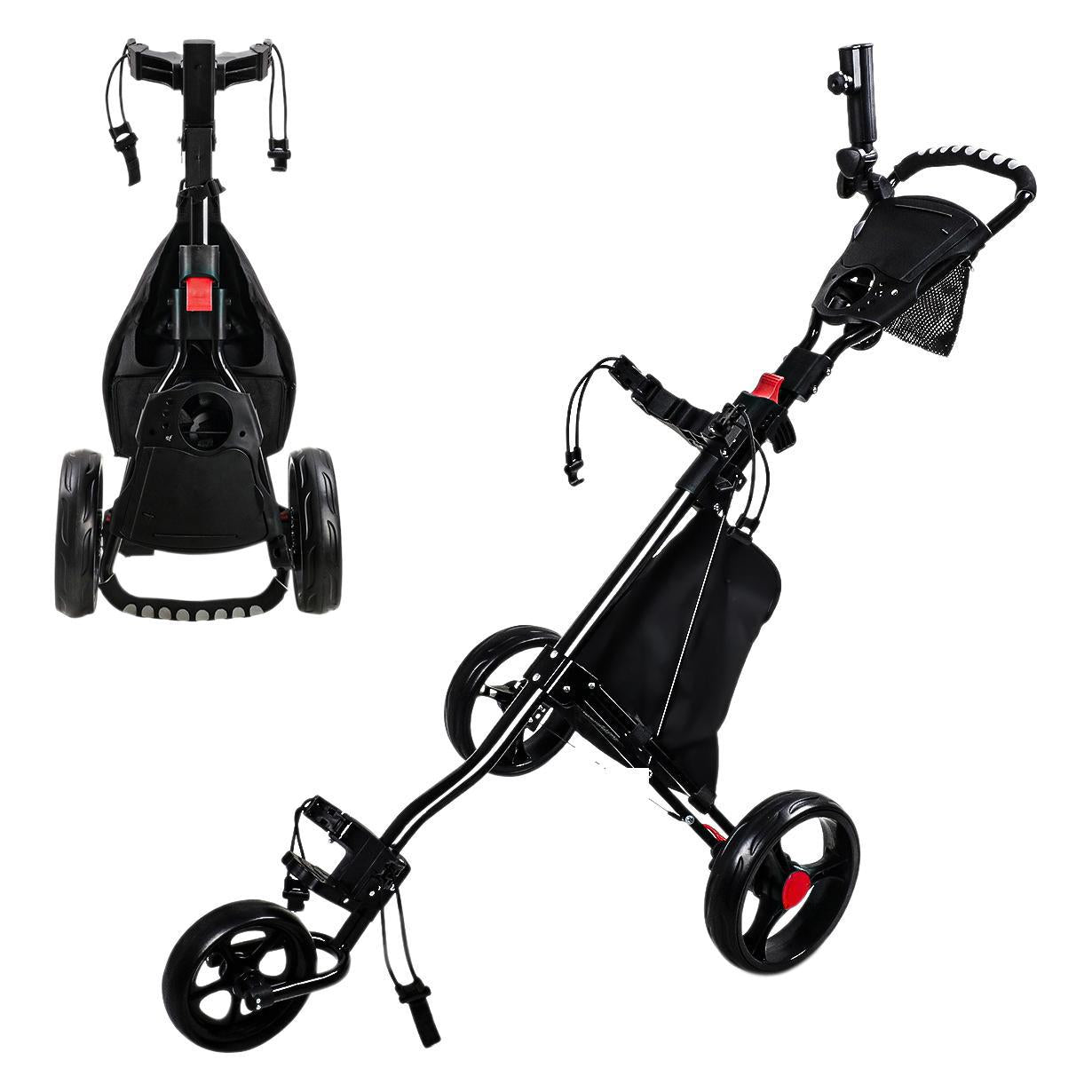 Lightweight Aluminum Alloy 3-Wheel Golf Trolley - Easy-Push Golf Buggy for Golf Courses