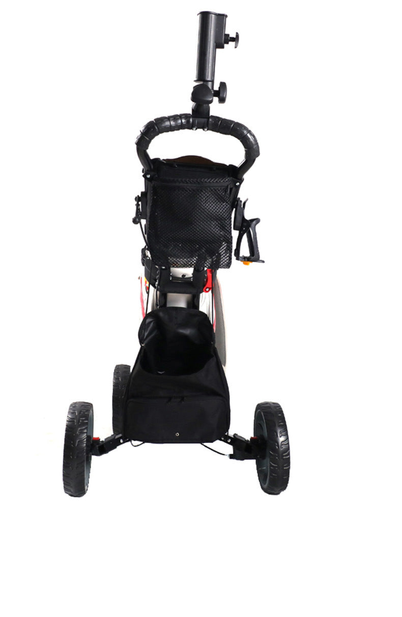4-Wheel Golf Bag Cart for Golf Courses - Aluminum Alloy Material + Foldable, Space-Saving Golf Hand Cart for Storage