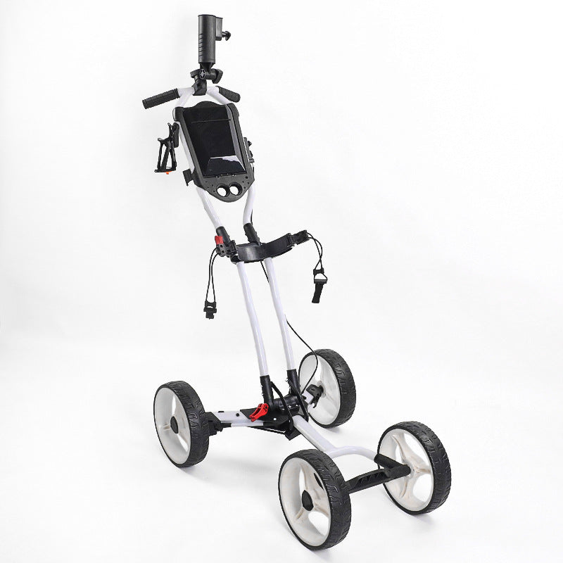 4-Wheel Golf Bag Cart for Golf Courses - Aluminum Alloy Material + Foldable, Space-Saving Golf Hand Cart for Storage