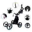 4-Wheel Golf Bag Cart for Golf Courses - Aluminum Alloy Material + Foldable, Space-Saving Golf Hand Cart for Storage