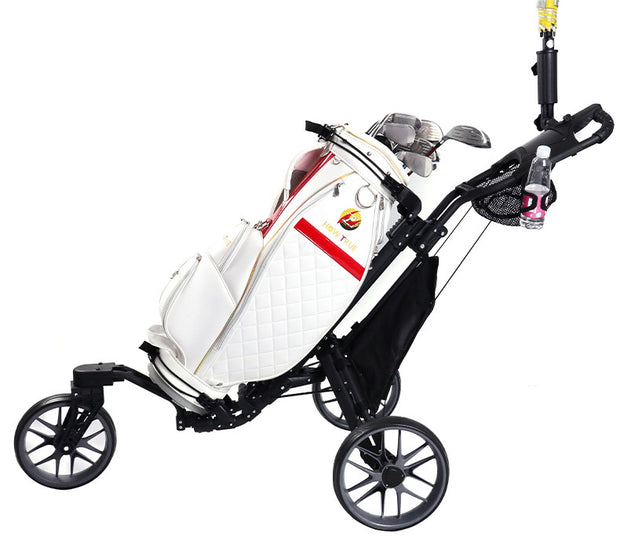 Foldable Aluminum Alloy 3-Wheel Golf Bag Cart - Lightweight Golf Hand Cart for Effortless Pushing on the Course