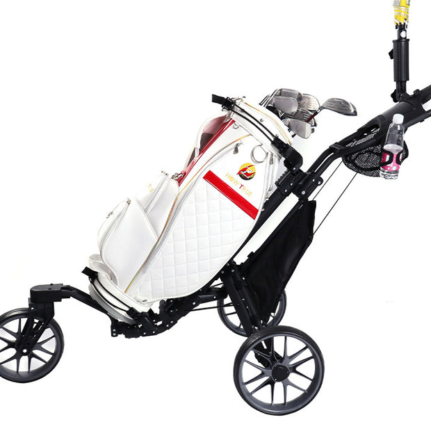 Foldable Aluminum Alloy 3-Wheel Golf Bag Cart - Lightweight Golf Hand Cart for Effortless Pushing on the Course