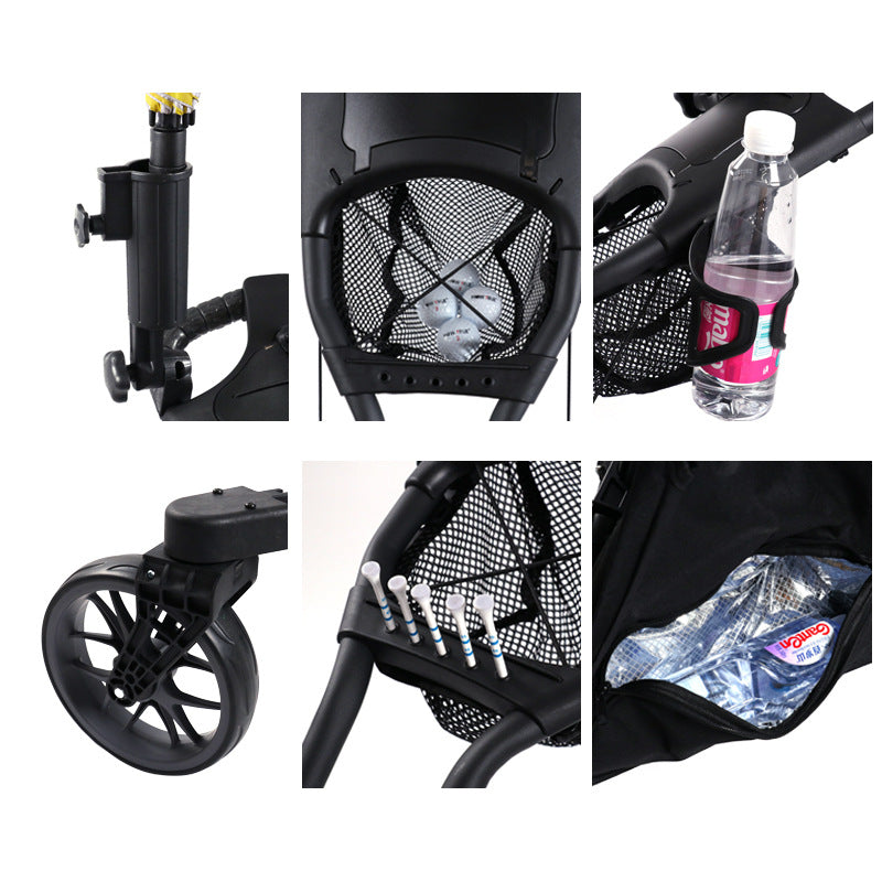 Foldable Aluminum Alloy 3-Wheel Golf Bag Cart - Lightweight Golf Hand Cart for Effortless Pushing on the Course