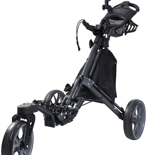 Foldable Aluminum Alloy 3-Wheel Golf Bag Cart - Lightweight Golf Hand Cart for Effortless Pushing on the Course