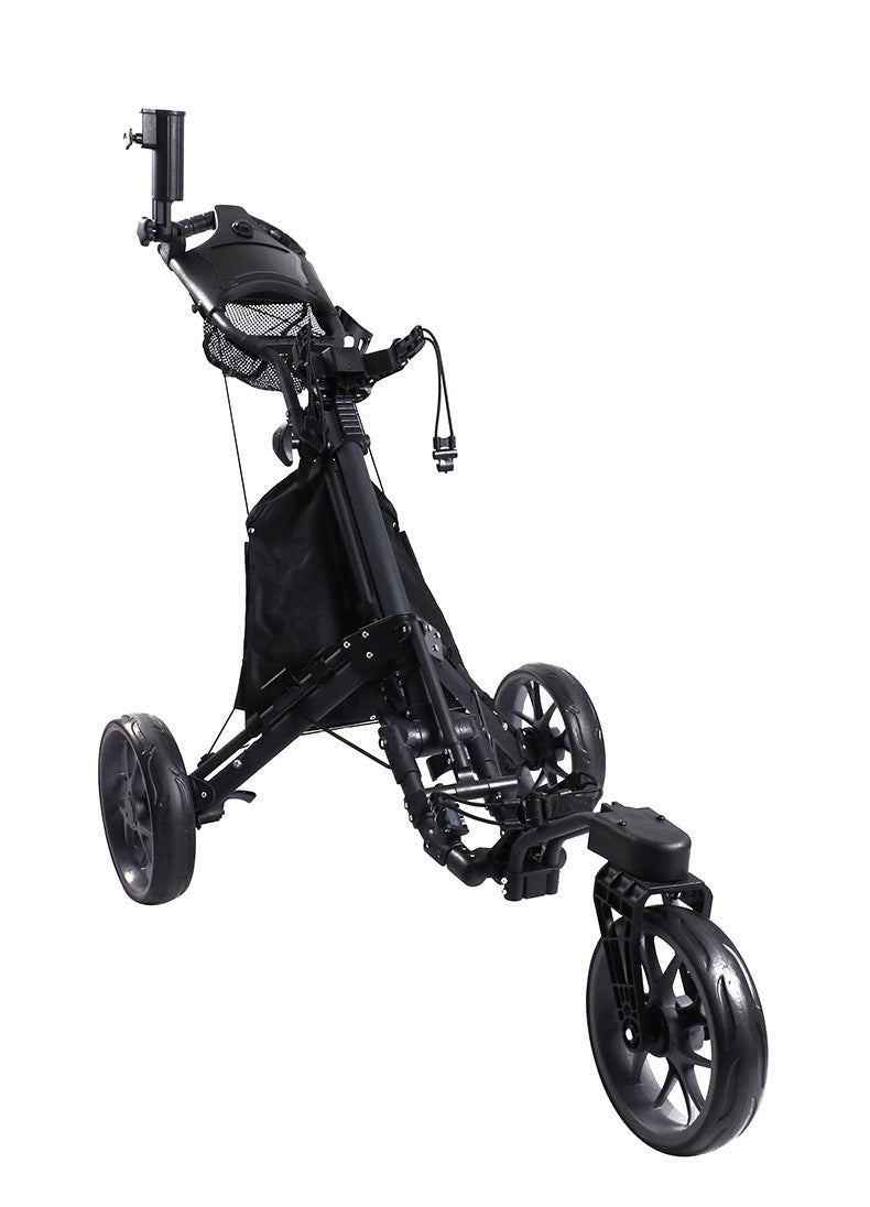 Foldable Aluminum Alloy 3-Wheel Golf Bag Cart - Lightweight Golf Hand Cart for Effortless Pushing on the Course