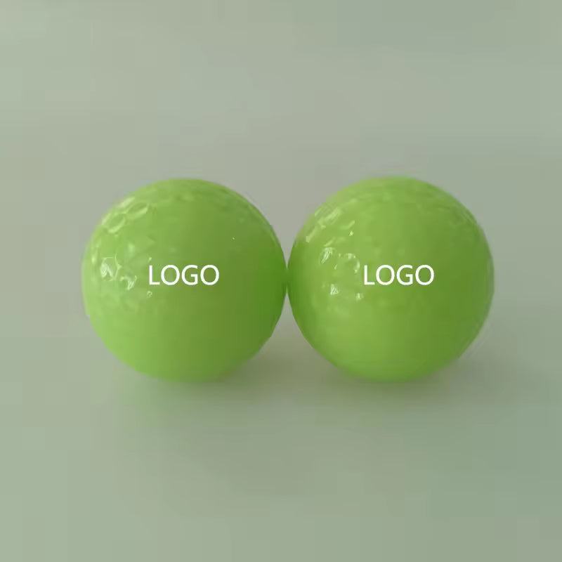 Two Pieces Colorful Long Distance Bright Glow Luminous Surlyn Practice Golf Balls for Outdoor Night Sports