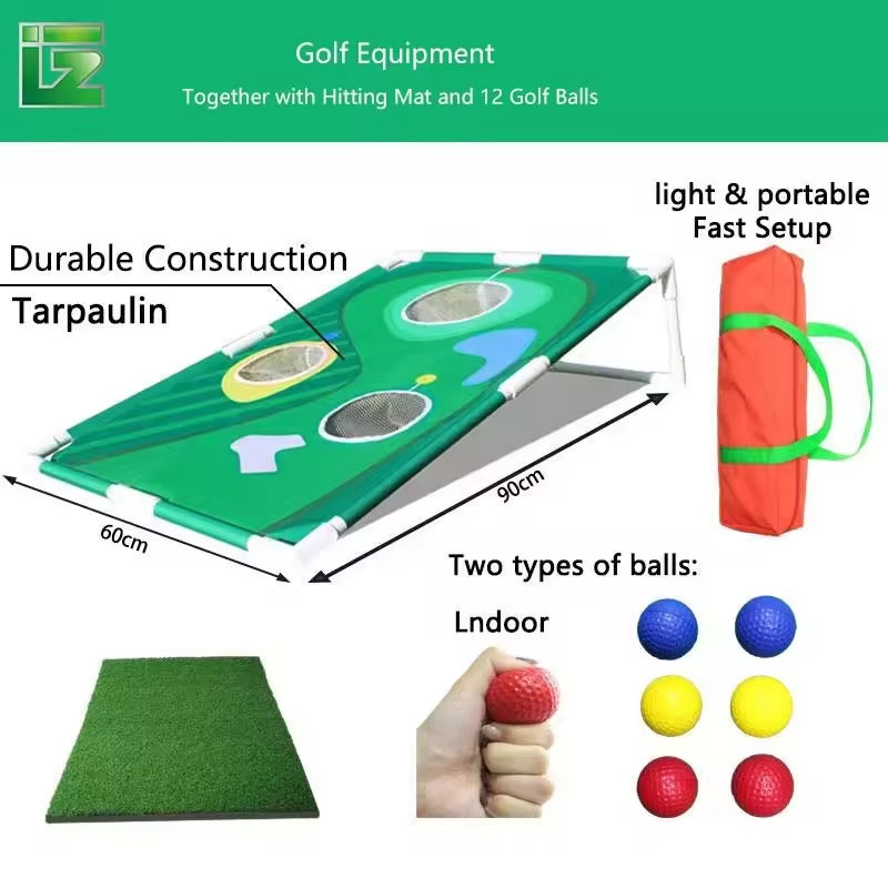 2-in-1 Outdoor Golf Training Aid Combo – Chippo Target Boards, Chipping Mats & Practice Balls