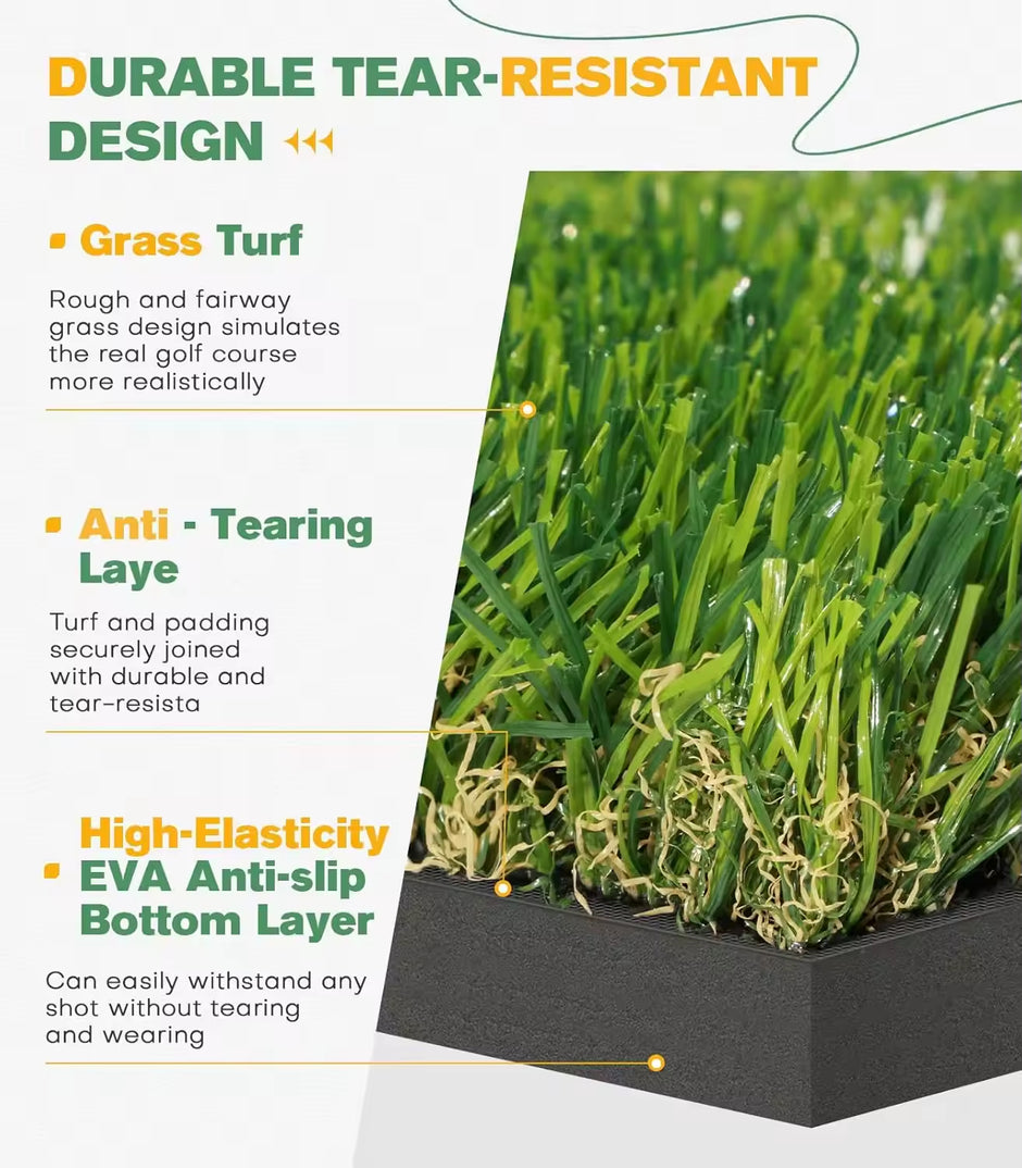 ‎Dual Turf Golf Hitting Mat, Alignment of Approach Aid Practice Golf Mats, Outdoor Golf Training Swing Chipping Mat