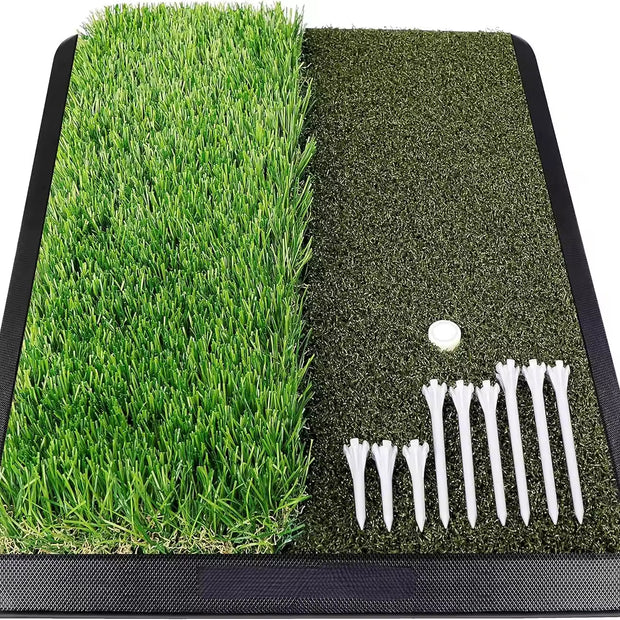 Synthetic Dual-Turf Golf Hitting Mat, Heavy Duty Rubber Backing Golf Practice Mat Ideal for Indoor & Outdoor Training