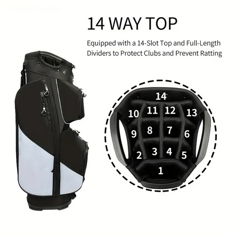 Golf Club Stand Bag, Durable Foldable Large Capacity Waterproof with 14 Dividers 6 Pockets