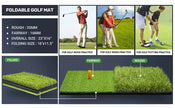 Foldable Heavy-Duty Golf Hitting Mat, Practice Mat with 10mm EVA Rubber Backing, Swing Chipping Dual-Turf Practice Mat