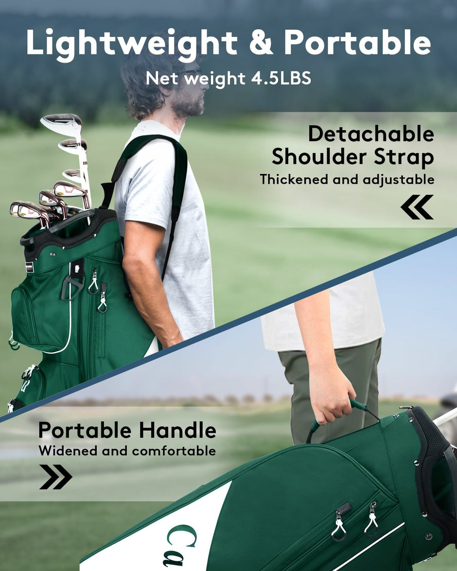 Golf Club Stand Bag, Durable Foldable Large Capacity Waterproof with 14 Dividers 6 Pockets
