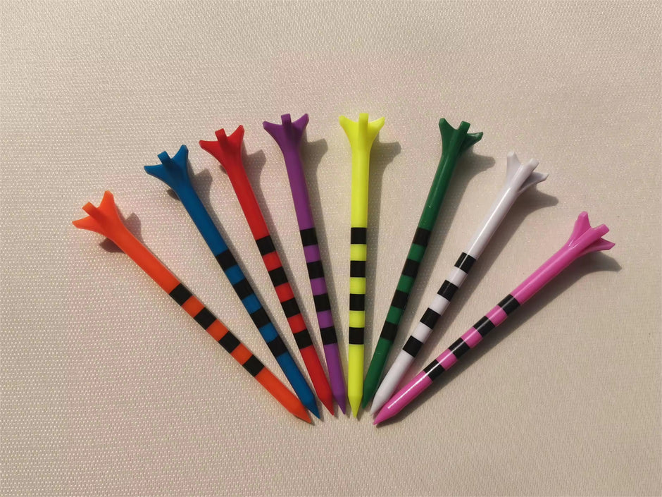 Colorful stripe 5 Prong Plastic Golf Tees, New design Plastic Golf Tees More Durable and Stable Tee