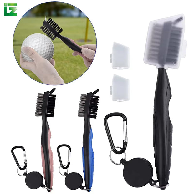 ortable Golf Club Brush Tool Kit Club Cleaner Cleaning Brush With Retractable Extension Cord and Clip