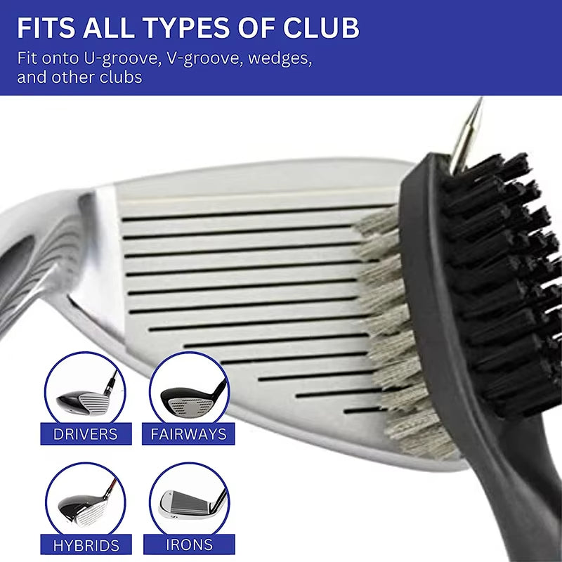 ortable Golf Club Brush Tool Kit Club Cleaner Cleaning Brush With Retractable Extension Cord and Clip