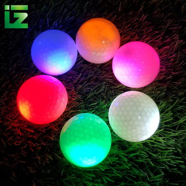 Long Time Bright Colorful LED Glow in the Dark 3 Pieces Long Distance Urethane Practice Golf Balls for Night Sports