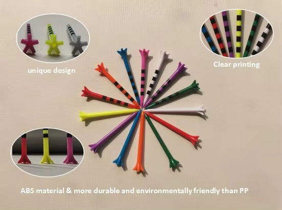 Colorful stripe 5 Prong Plastic Golf Tees, New design Plastic Golf Tees More Durable and Stable Tee