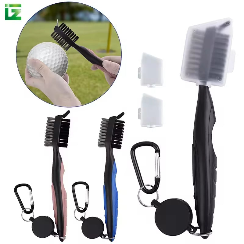 ortable Golf Club Brush Tool Kit Club Cleaner Cleaning Brush With Retractable Extension Cord and Clip