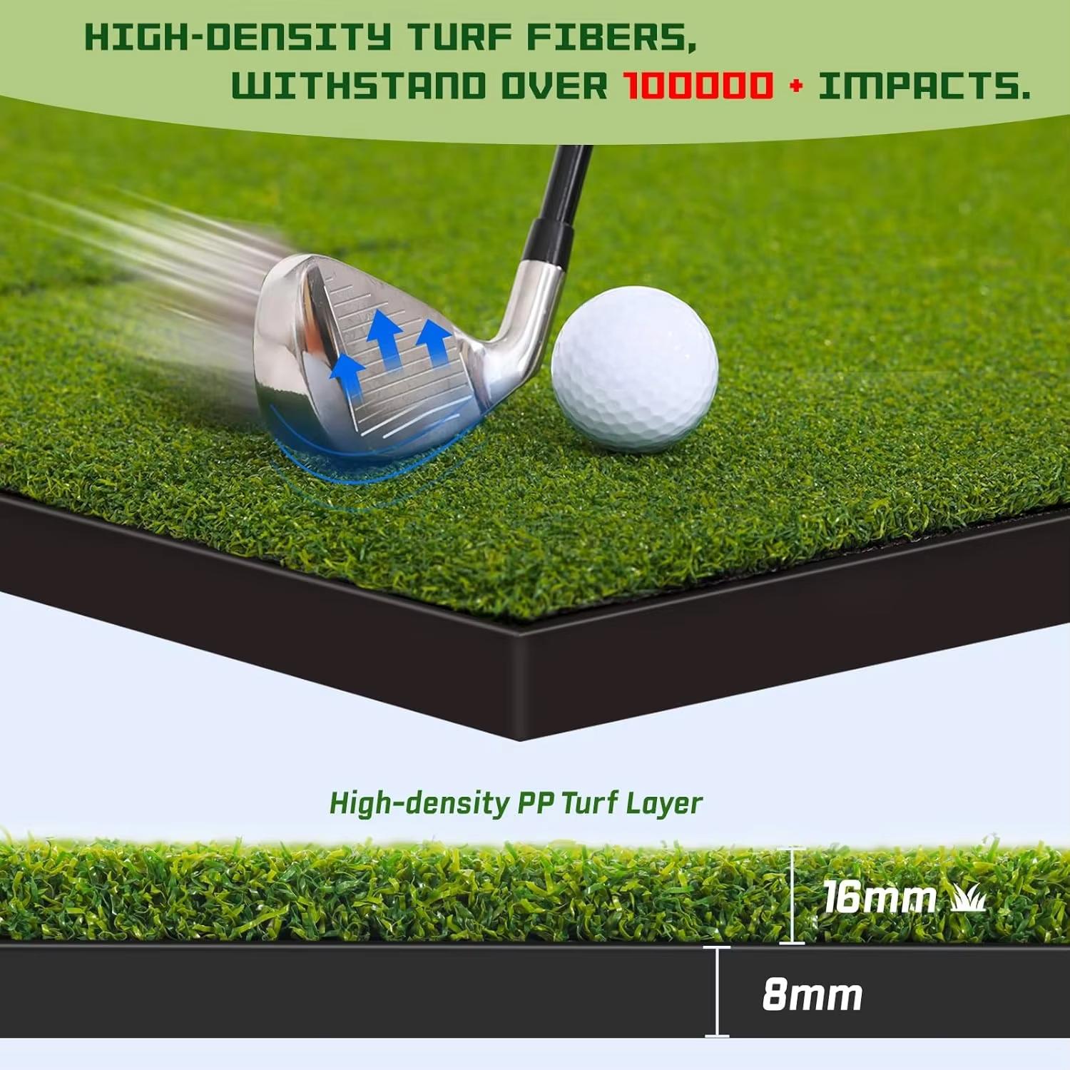 Ultimate Golf Mat-5x4ft Large Golf Hitting Mat for Indoor & Outdoor Use, Thickened Design with Interchangeable Mats